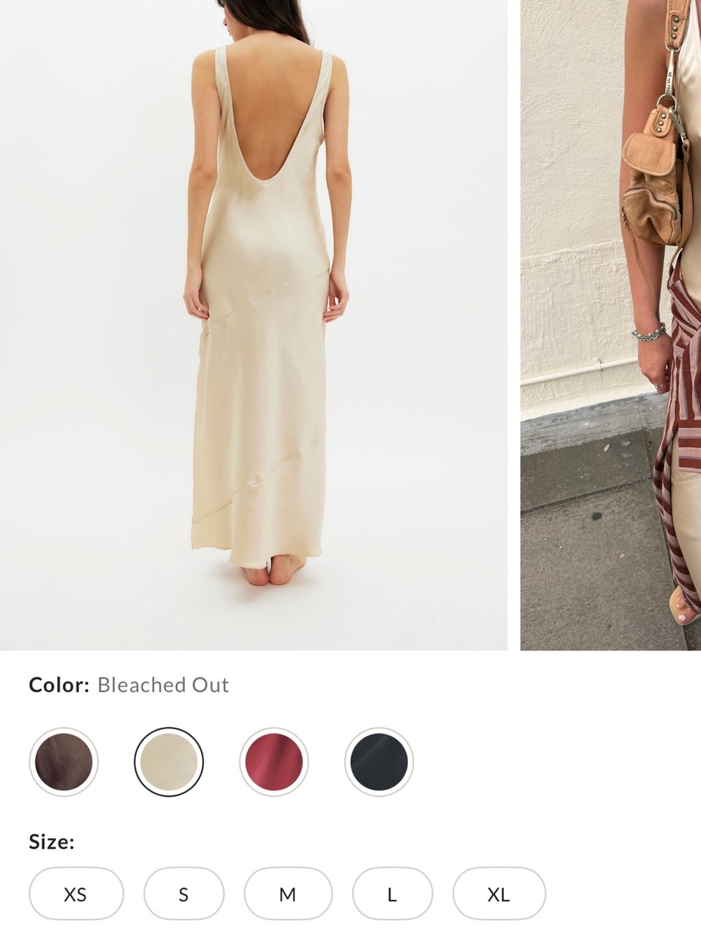 Free People Bleached Out Scoop-Back Satin Maxi Dress